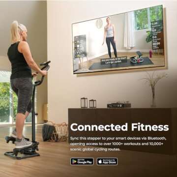 Sunny Health & Fitness Smart Twist Stair Stepper Machine with Handlebar, Space Saving, Connected Fitness with SunnyFit App – SF-S020027SMART