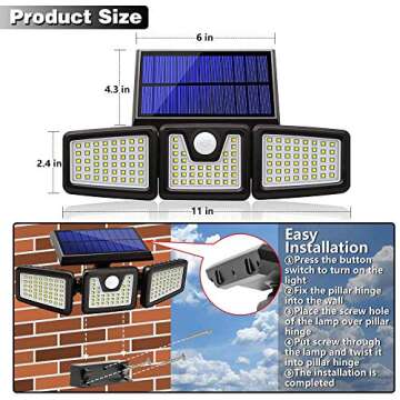 AmeriTop Solar Lights Outdoor -2 Pack, 800LM Cordless 128 LED Solar Motion Sensor Lights Outdoor; 3 Adjustable Heads, 270° Wide Illumination, IP65 Waterproof, Security LED Flood Light