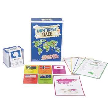 Continent Race Geography Educational Board Game for Kids, Tweens, Family, Friends, Teachers and Classrooms - Learn About Flags & Countries Around The World