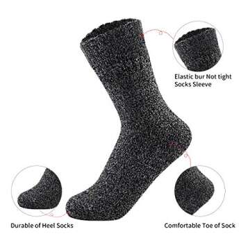 Century Star Womens Athletic Socks Knit Pattern Sports Socks Winter Wool Socks Crew Cut Cashmere Socks Warm Soft Socks (02) 5 Pairs Solid Color One Size