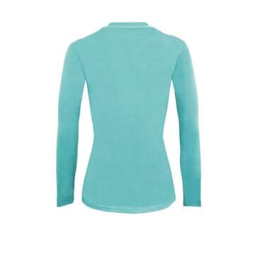 Natural Uniforms Women's Under Scrub Tee Crew Neck Long Sleeve T-Shirt (Aqua Blue, XX-Small)