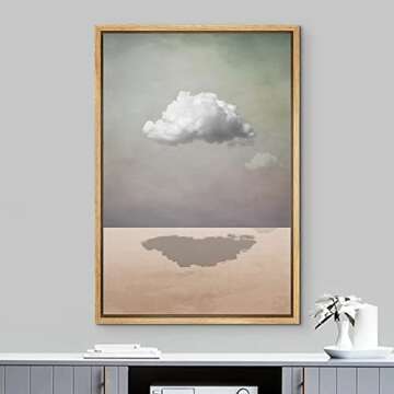 IDEA4WALL Framed Canvas Print Wall Art Surreal Storm Cloud Sky Landscape Fantasy & Sci-Fi Abstract Illustrations Modern Art Bohemian Scenic for Living Room, Bedroom, Office - 16"x24" Natural