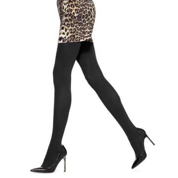 Hue Women's Super Opaque Tights with Control Top, Black, 1