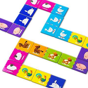 Farm Animals Matching Game,28 pcs Double-Side Dominoes Games,Animal Dominoes for Kids Ages 4-8,Super Fun Family Game,Make A Great Gift for Preschool,Educational Toys for 3+ Year Old