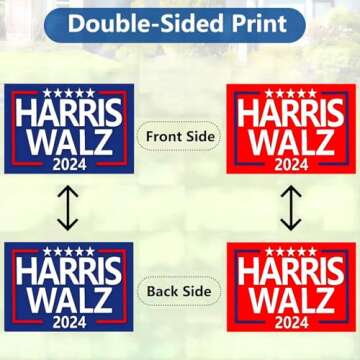 Harris Walz 2024 Yard Signs 2-Pack Double-Sided,Waterproof,UV Resistant,12x18 Inches with Metal H-Stakes,Kamala Harris Tim Walz Campaign Rally Placard Outdoor Lawn Decoration