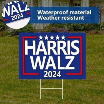 Harris Walz 2024 Yard Signs 2-Pack Double-Sided,Waterproof,UV Resistant,12x18 Inches with Metal H-Stakes,Kamala Harris Tim Walz Campaign Rally Placard Outdoor Lawn Decoration