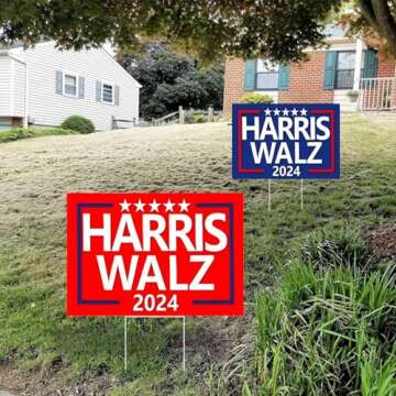 Harris Walz 2024 Yard Signs 2-Pack Double-Sided,Waterproof,UV Resistant,12x18 Inches with Metal H-Stakes,Kamala Harris Tim Walz Campaign Rally Placard Outdoor Lawn Decoration