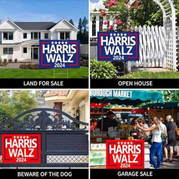 Harris Walz 2024 Yard Signs 2-Pack Double-Sided,Waterproof,UV Resistant,12x18 Inches with Metal H-Stakes,Kamala Harris Tim Walz Campaign Rally Placard Outdoor Lawn Decoration