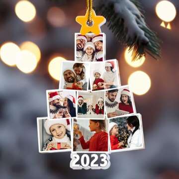 Macorner Personalized Photo Family Christmas Tree - Custom Photo Ornament - Christmas Decor Gifts for Dad, Mom, Grandma, Grandpa, Sister, Brother, Husband, Wife, Siblings, Friend Christmas 2024