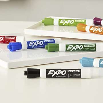 EXPO Low Odor Dry Erase Markers, Chisel Tip, Assorted Colors, 12 Count