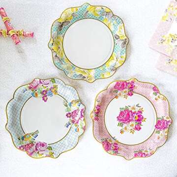 Talking Tables Vintage Tea Party Supplies | Floral Paper Plates, Napkins, Tea Cups and Saucer Sets | Great for Tea Parties, Weddings, Bridal and Baby Showers and Birthday Parties