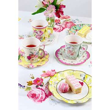 Talking Tables Vintage Tea Party Supplies | Floral Paper Plates, Napkins, Tea Cups and Saucer Sets | Great for Tea Parties, Weddings, Bridal and Baby Showers and Birthday Parties