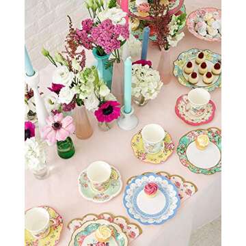 Talking Tables Vintage Tea Party Supplies | Floral Paper Plates, Napkins, Tea Cups and Saucer Sets | Great for Tea Parties, Weddings, Bridal and Baby Showers and Birthday Parties