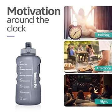 Venture Pal Large 64 OZ Motivational BPA Free Leakproof Water Bottle with Straw & Time Marker Perfect for Fitness Gym Camping Outdoor Sports-Frosted Gray