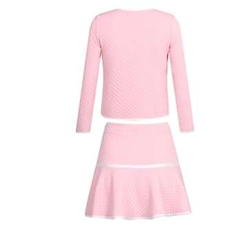 Richie House Girls' Elegant Knit Suit with Skirt RH1963-G-9/10 Pink (White)