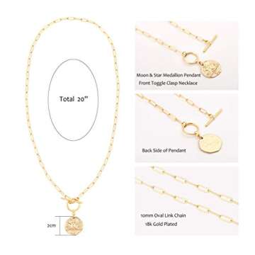 Celestial 18k Gold Moon and Star Pendant Necklace