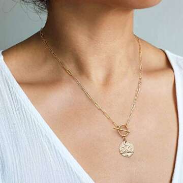 Celestial 18k Gold Moon and Star Pendant Necklace