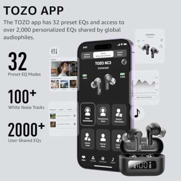 TOZO Upgraded Noise Cancelling Wireless Earbuds