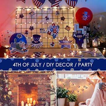 4th of July Decor Lights - 16 FT 50 LED US Flag Star String Lights Battery Operated, Patriotic Light with Remote & Timer, Star String Light for Independence Day Decoration President Day Memorial Day