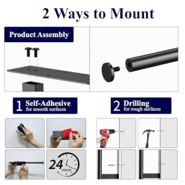 Kitsure Paper Towel Holder Under Cabinet - Sturdy 304 Stainless Steel Kitchen Paper Towel Holder Wall Mount, Drilling or Self Adhesive Paper Towel Holder for Kitchen, Bathroom,Matte Black