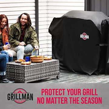 Grillman Premium Grill Cover for Outdoor Grill - Heavy-Duty Waterproof BBQ Grill Cover - Rip-Proof and Wind-Resistant - Large Barbecue Gas Grill Cover for Backyard - Black (64" L x 24" W x 48" H)