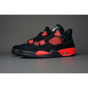 Nike Jordan Mens Air Jordan 4 Retro CT8527 016 Red Thunder - Size 11, Black/White-red