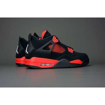 Nike Jordan Mens Air Jordan 4 Retro CT8527 016 Red Thunder - Size 11, Black/White-red