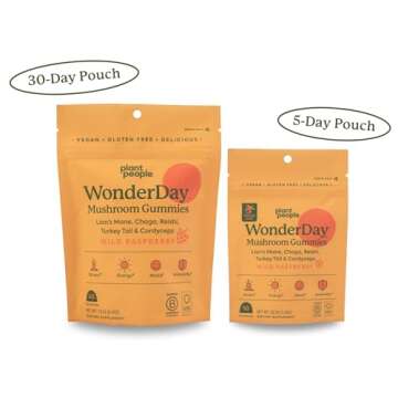 Plant People - WonderDay Mushroom Gummies Mini | Daily Gummy Multi Support for Whole Body Balance, Mood, De-Stress, Energy, Immune and Gut Health | Natural, Organic, Vegan, Non-GMO | Trial Size