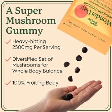 Plant People - WonderDay Mushroom Gummies Mini | Daily Gummy Multi Support for Whole Body Balance, Mood, De-Stress, Energy, Immune and Gut Health | Natural, Organic, Vegan, Non-GMO | Trial Size