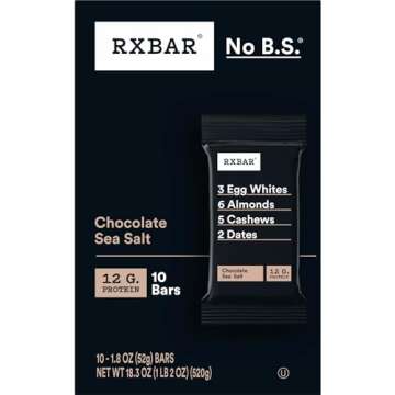 RXBAR Protein Bars, Protein Snack, Snack Bars, Chocolate Sea Salt, 18.3oz Box (10 Bars)