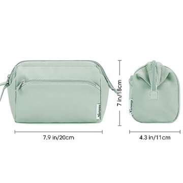 Narwey Makeup Bag Toiletry Bag Women Wide-open Make up Bag Travel Cosmetic Bag Organizer for Cosmetics Toiletries Accessories (Mint Green)