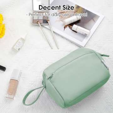 Narwey Makeup Bag Toiletry Bag Women Wide-open Make up Bag Travel Cosmetic Bag Organizer for Cosmetics Toiletries Accessories (Mint Green)