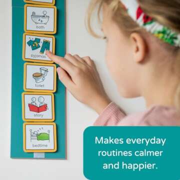 Visual Schedule For Home Super Durable Visual Wall Planner Daily Routine Chart for Kids by Create Visual Aids for autism, adhd, aspergers, send, speech and language delay