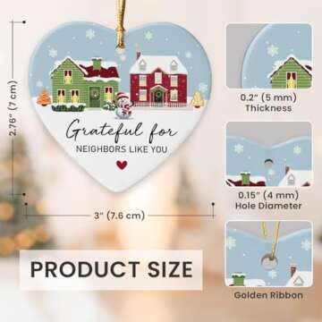 Gift Glow Neighbor Gifts Christmas Ornaments 2024 - Christmas, Birthday Gifts for Neighbors, Friends, Women, Men, The Neighbor Favor, Christmas Tree Decorations Heart-Shaped Ceramic Ornament