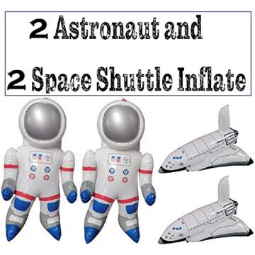 Awesome Large Inflatable Space Shuttle Astronaut Figures. Vinyl. Inflate Wall, Table Ceiling Decor. Perfect Out of Space Exploration Galaxy Cosmos Universe Theme. (2 Astronauts + 2 Shuttles)