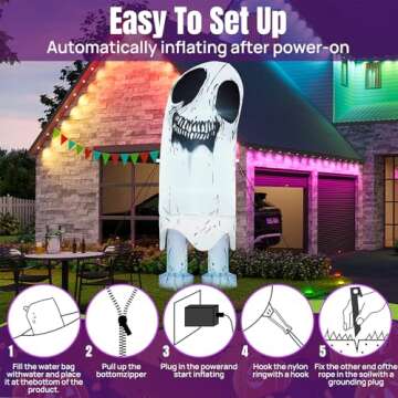 Giant 8FT Sneering Ghost Inflatable for Halloween