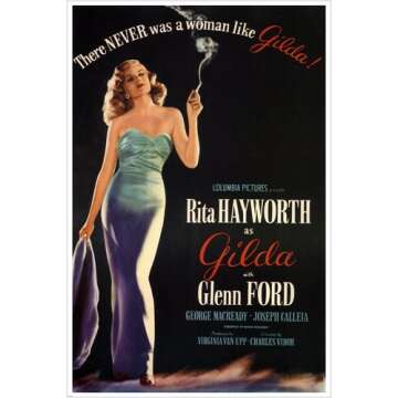 Gilda Starring Rita Hayworth Movie Poster Charles Vidor 1946 24X3 HOT Rare (Reproduction, not an Original)