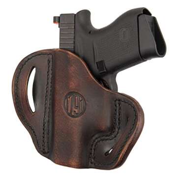 1791 Gunleather Glock 43 Holster, Right Hand OWB G43 Leather Gun Holster for Belts. Fits Glock 43 and Ruger LC9 & Ruger SR22