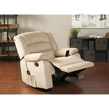 Relaxzen Longstreet Massaging Rocker Recliner – Vibration, Heat & USB