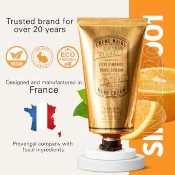 Panier des Sens - Hand Cream for Dry Cracked Hands - Orange Blossom Hand Lotion with Olive & Almond Oil - Vitamin E Skin Moisturizer with 96% Natural Ingredients - Made in France, 2.5 fl oz