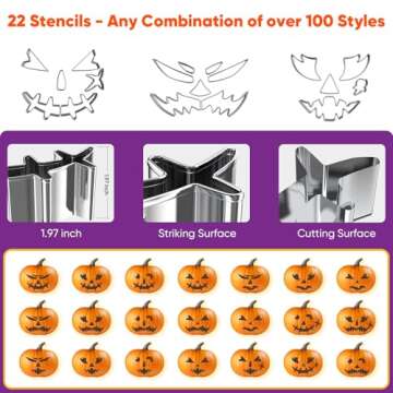 30PCS Halloween Pumpkin Carving Kit with Stencils