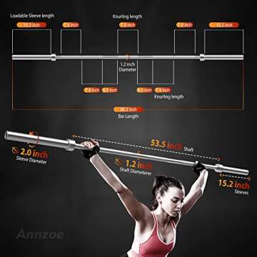 Olympic Barbell Bar 7 Feet Weight Bar, 20kg Men’s Solid Iron Weighted Workout Barbell Weight Straight Weightlifting Technique Bar for Home Fitness Exercise Equipment, Rated 700lbs for Weightlifting