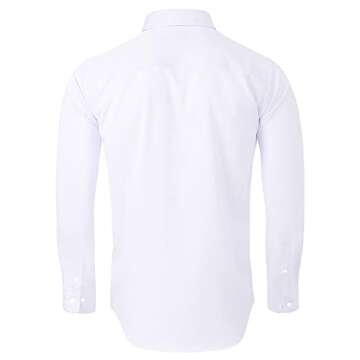 Alimens & Gentle Men's Dress Shirts Long Sleeve Wrinkle-Free Stretch Shirts Solid Formal Button Down Shirt with Pocket White