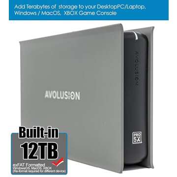 Avolusion PRO-5X 12TB USB 3.0 External Hard Drive - Renewed