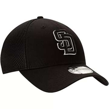 New Era 100% Authentic Exclusive Black ZT Sided Classic 39Thirty Stretch Fit Hat Cap (Padres Black Neo, Medium/Large)