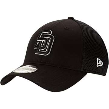 New Era 100% Authentic Exclusive Black ZT Sided Classic 39Thirty Stretch Fit Hat Cap (Padres Black Neo, Medium/Large)