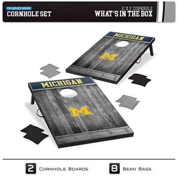 Wild Sports NCAA College Michigan Wolverines Tailgate Toss - Gray Wood Designmichigan Wolverines Tailgate Toss - Gray Wood Design, Team Color, 2'X3'