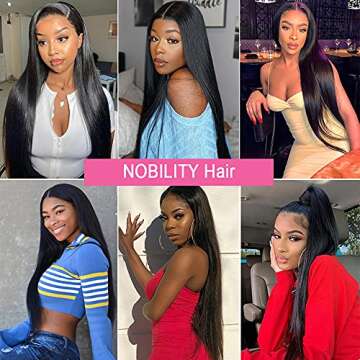 Nobility Hair 10A Lace Front Human Hair Wigs (24inch) 13x4 Brazilian Straight Lace Front Wigs 100% Unprocessed Virgin Human Hair with Baby Hair Pre Plucked 150% Density for Black Women Natural Color