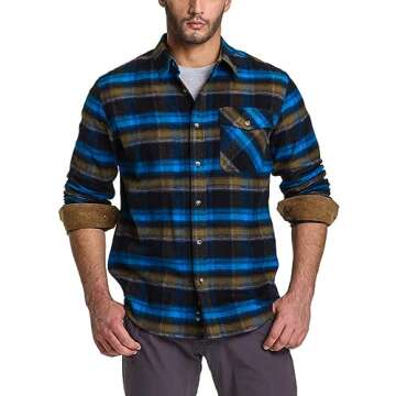 CQR Men's All Cotton Flannel Shirt, Long Sleeve Casual Button Up Plaid Shirt, Brushed Soft Outdoor Shirts, Plaid Forest Oasis, X-Small