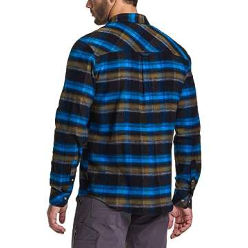 CQR Men's All Cotton Flannel Shirt, Long Sleeve Casual Button Up Plaid Shirt, Brushed Soft Outdoor Shirts, Plaid Forest Oasis, X-Small